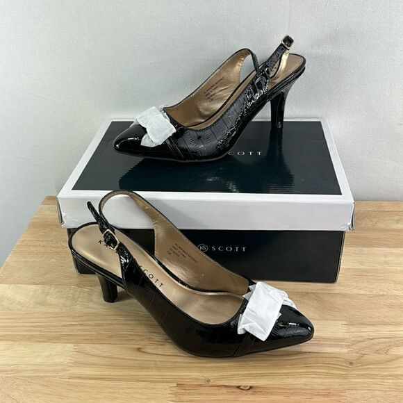 Karen Scott Gildda Slingback Pumps- Black Croc- Size 6.5 M- NIB - Picture 1 of 9